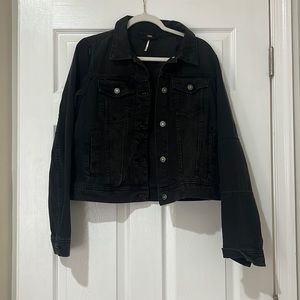 Free People Black Denim Jacket - medium